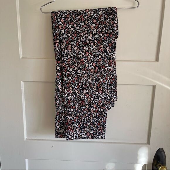 Tiny Floral Printed Pants Sz L Wrap Belt Capri Cropped Cottagecore - Picture 4 of 8
